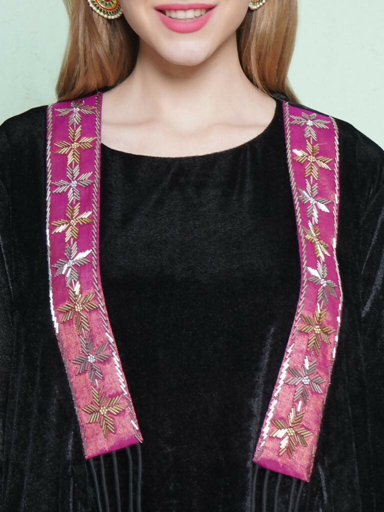 Joban Fashion Black Dhoti Salwaar with Inner and Hand Embellished Jacket | Grocsy