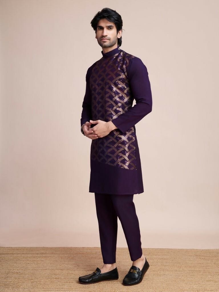 Vastranavya Traditional Festival Wear Pure Silk Thread & Sequence Embroidered Work Kurta | Grocsy