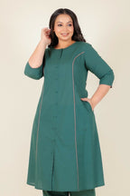 Aramya Green Soft Cotton Solid A-line Kurta for Women | Grocsy