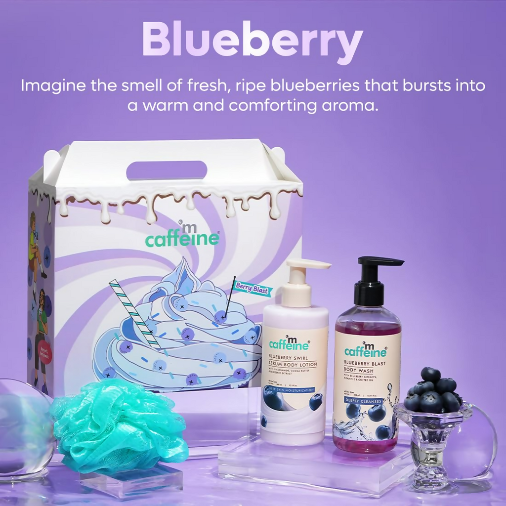 mCaffeine Blueberry Escape Bath & Body Gift Kit Set | Grocsy