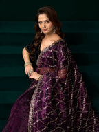 Joban Fashion Wine Net Party Wear Sarees | Grocsy