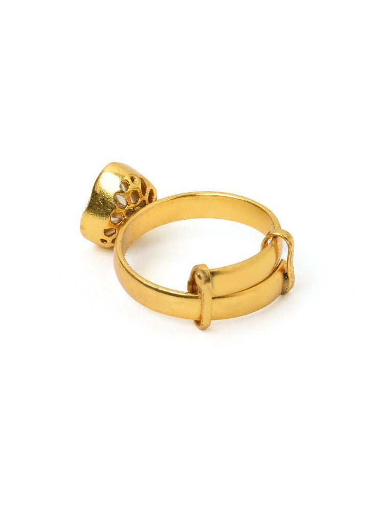 Kundan Gold plated Trillion cut Ring - Ruby Raang | Grocsy