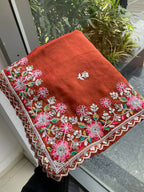 Teeya Creation New Trendy Wedding Special Party Wear Soft Nxc Moss Chiffon Saree-Orange | Grocsy