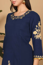 Joban Fashion Navy Blue Georgette Kurta Set | Grocsy