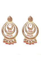 Mominos Fashion Johar Kamal Triple Circle White With Red Big Size Earrings | Grocsy
