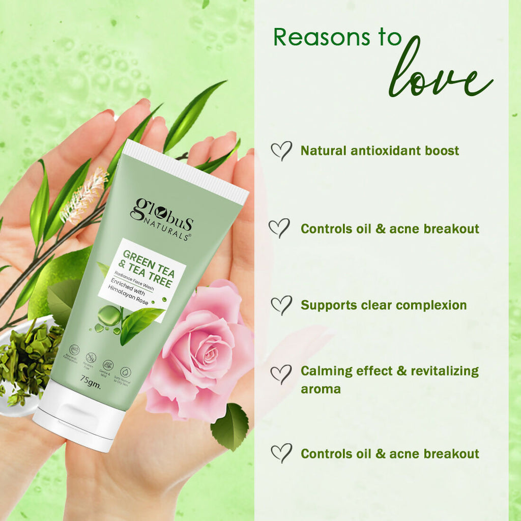 Globus Naturals Green Tea & Tea Tree Face Wash | Grocsy