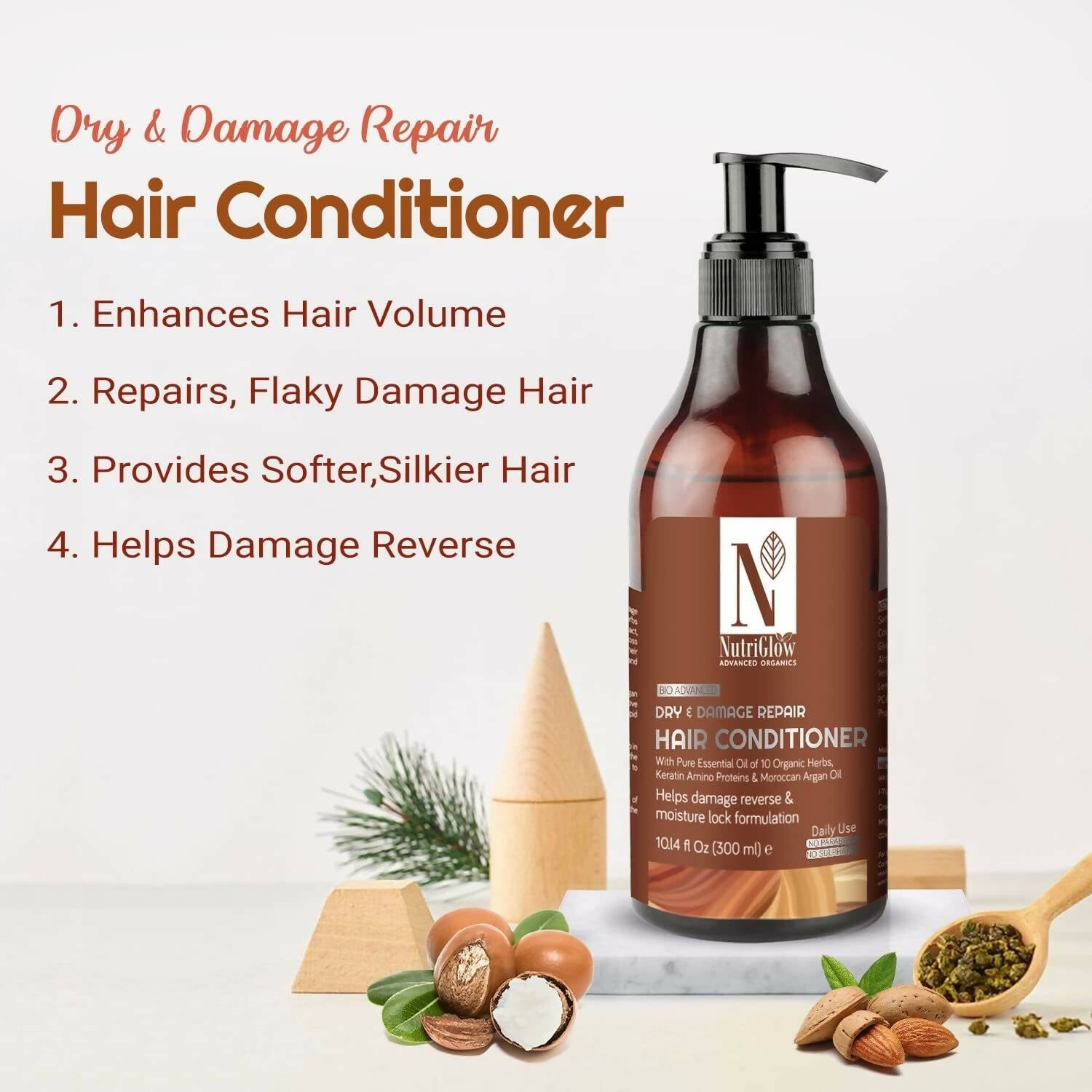 NutriGlow Advanced Organics Bio Advanced Daily Use Dry and Damage Repair Hair Conditioner | Grocsy