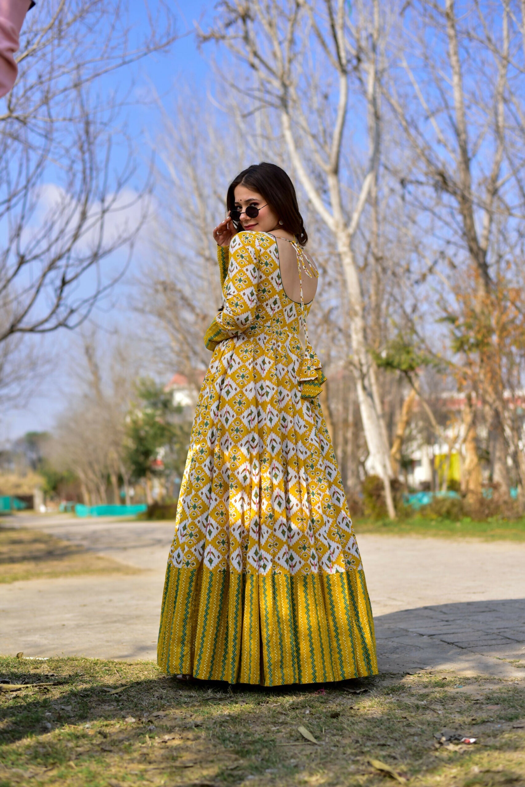 Aayaa Pure Muslin Gown With Heavy Digital Print - Multi Color | Grocsy