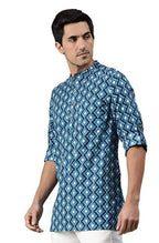 Janasya Men's Blue Cotton Kurta | Grocsy