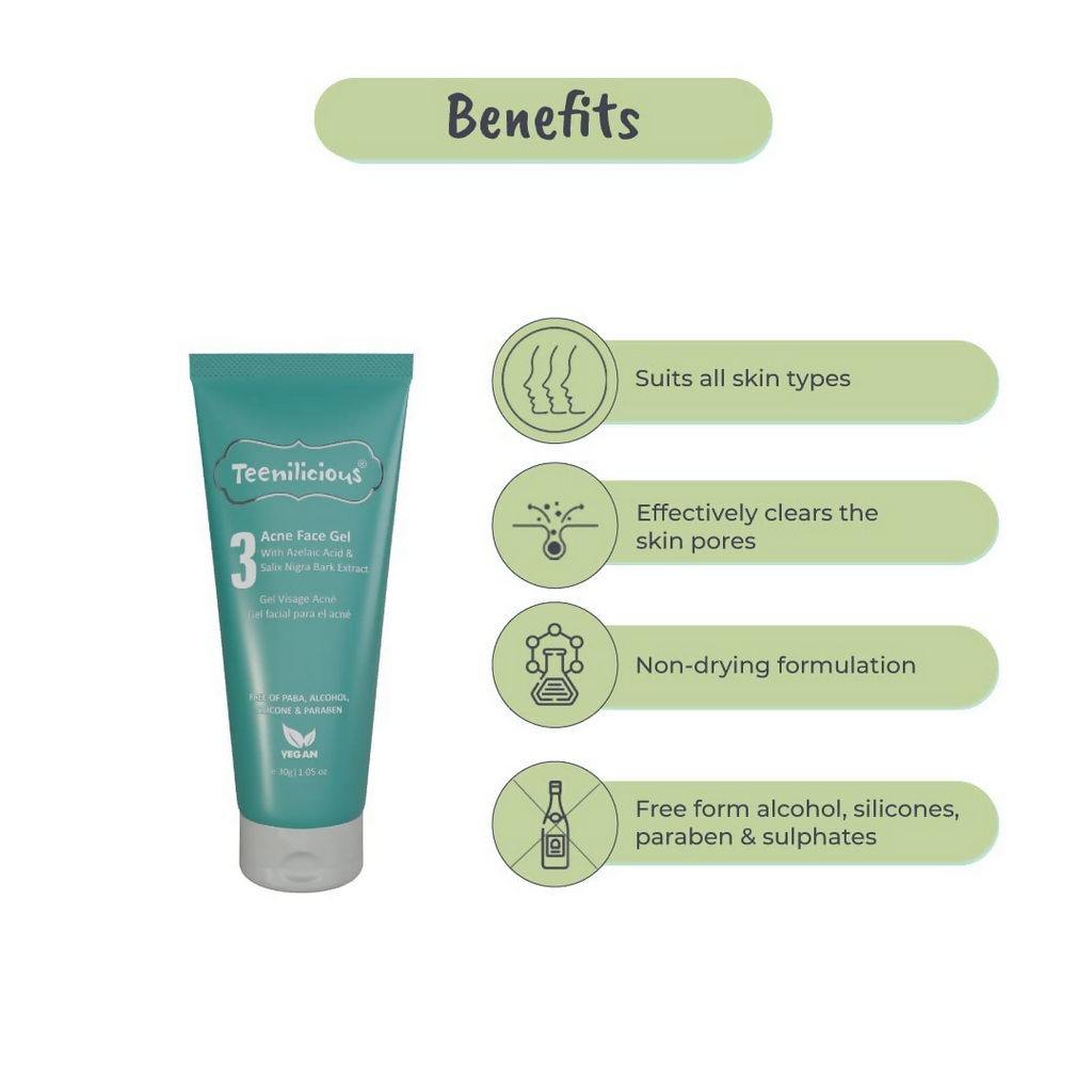 Teenilicious Anti-Acne Gel With 3% Azelaic Acid, Tea Tree Oil | Grocsy