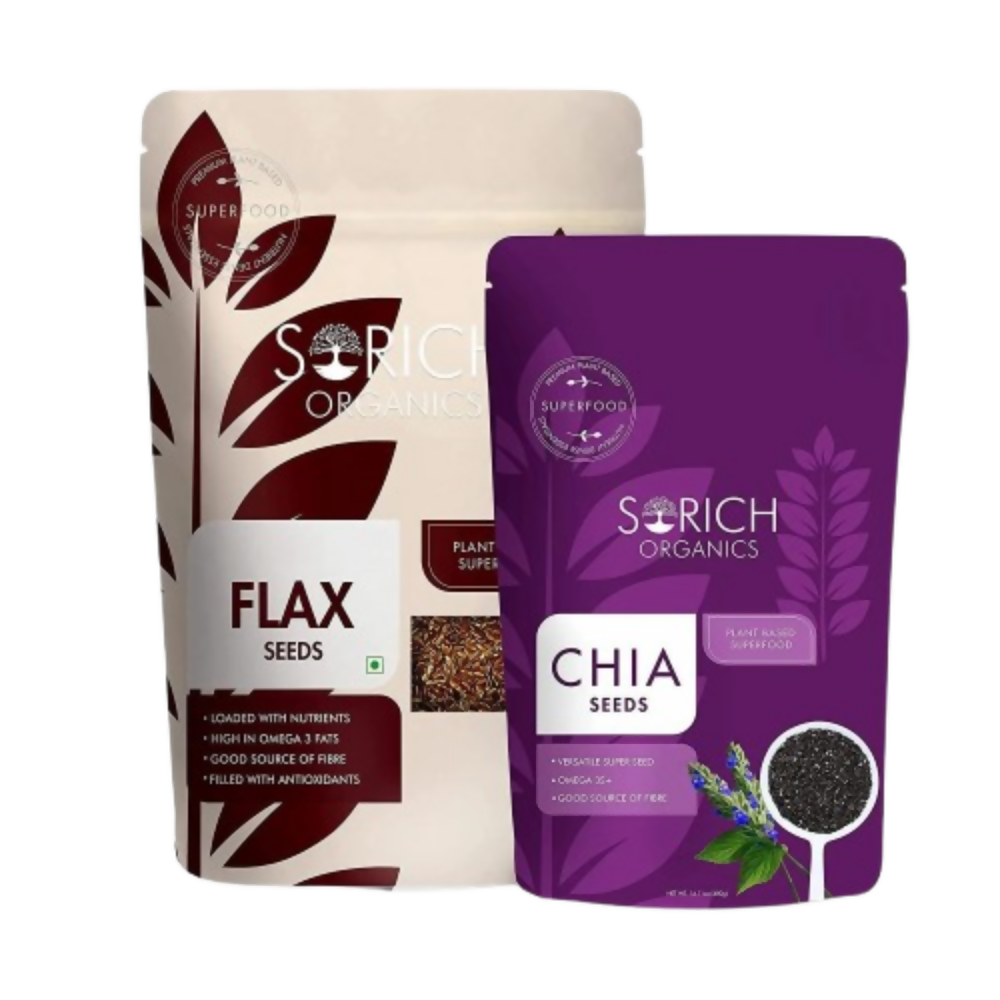 Sorich Organics Combo of Raw Flax Seeds + Chia Seeds | Grocsy