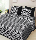Vamika Printed Cotton Black & White Bedsheet With Pillow Covers (LEOC_ANDA_BL) | Grocsy