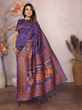 Joban Fashion Purple Meena Weaves Pashmina Sarees | Grocsy