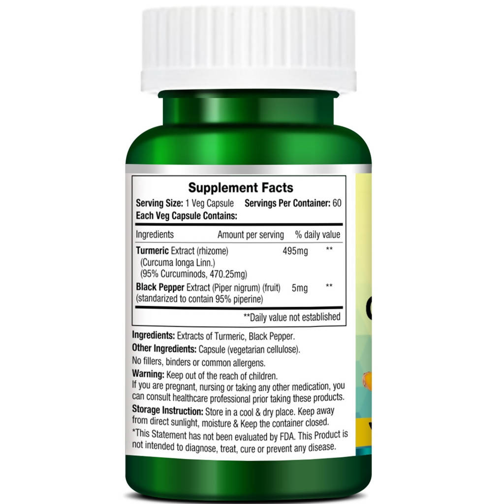 Morpheme Remedies Turmeric Curcumin 95% Veg Capsules | Grocsy