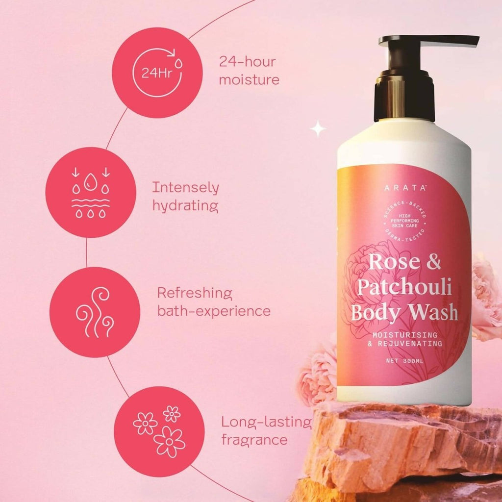 Arata Rose & Patchouli Body Wash | Grocsy