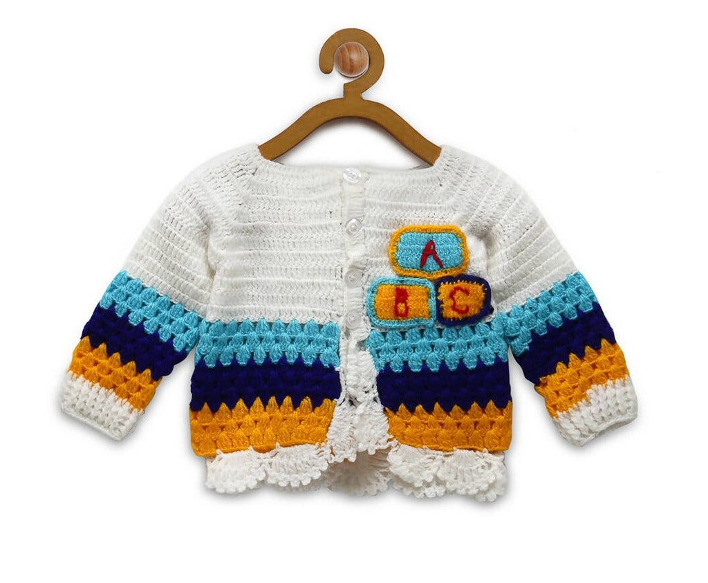 Chutput Kids White Coloured Solid Pullover with ABC Detail | Grocsy