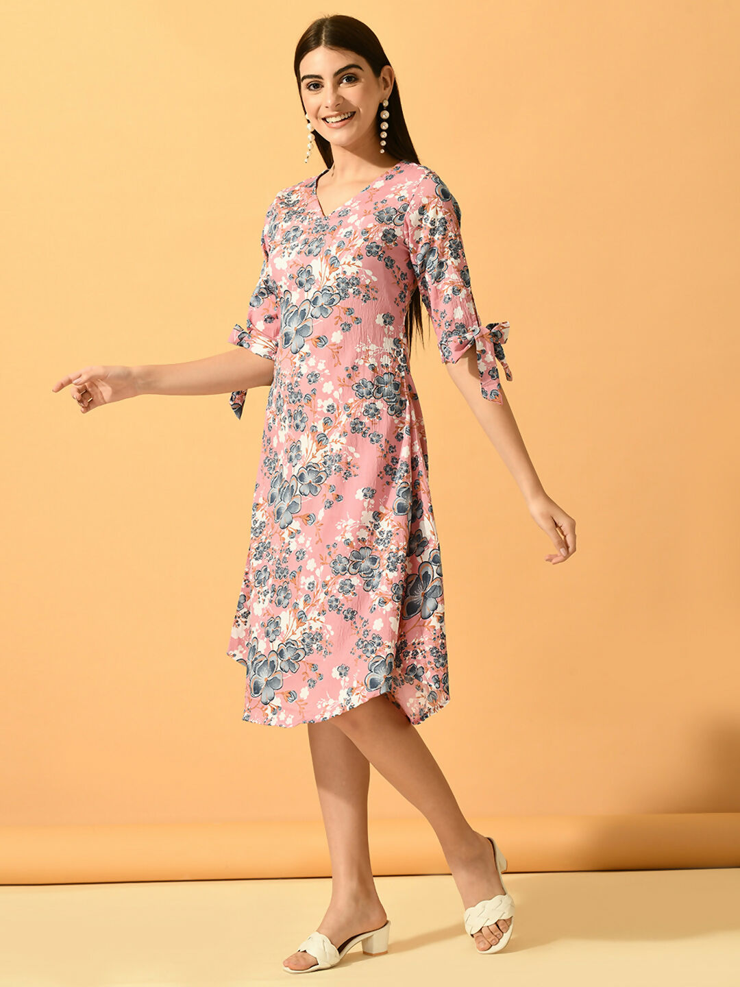 Myshka Women's Pink A-Line Party Dress | Grocsy