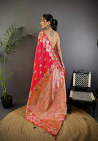 Joban Fashion Meenakari Hot Pink Woven Soft Silk Saree | Grocsy