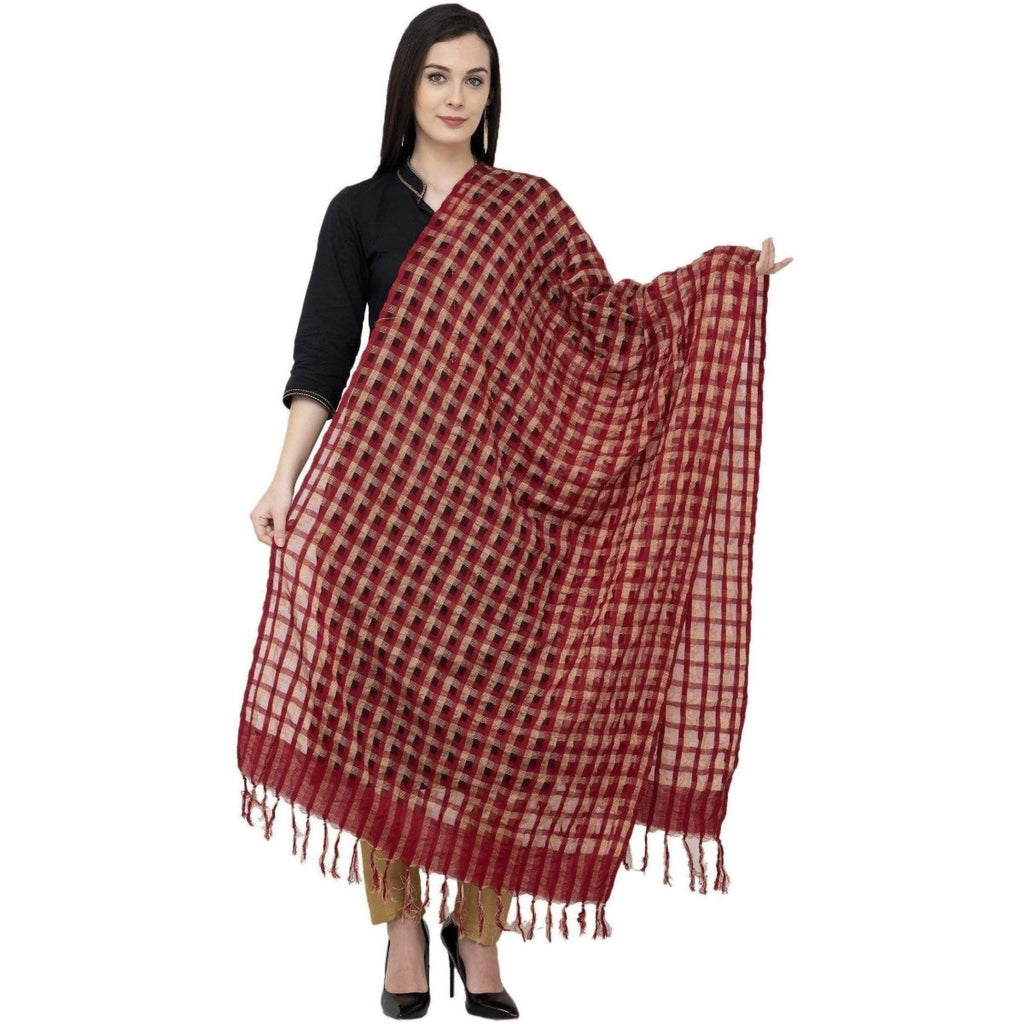 A R Silk Golder Box Regular Dupatta Color Mehroon Dupatta or Chunni | Grocsy