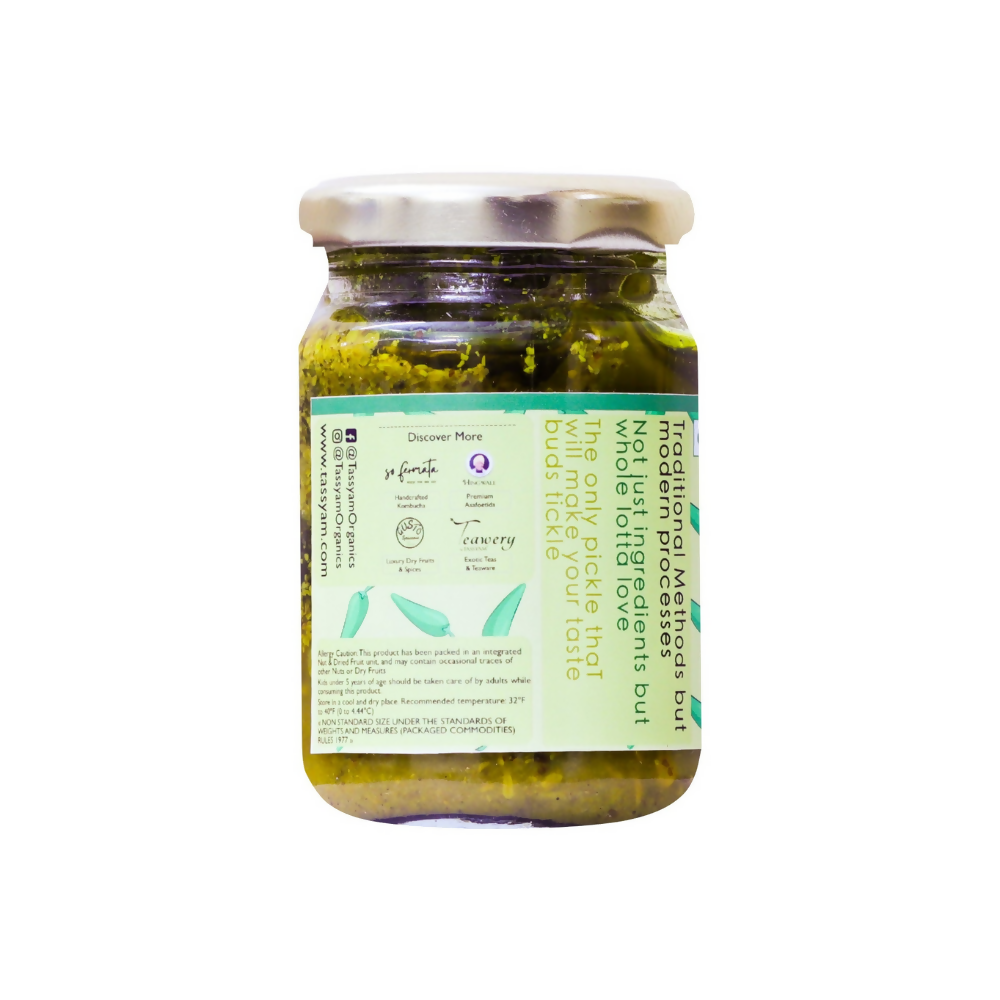 Tassyam Organics Green Chilli Pickle | Grocsy