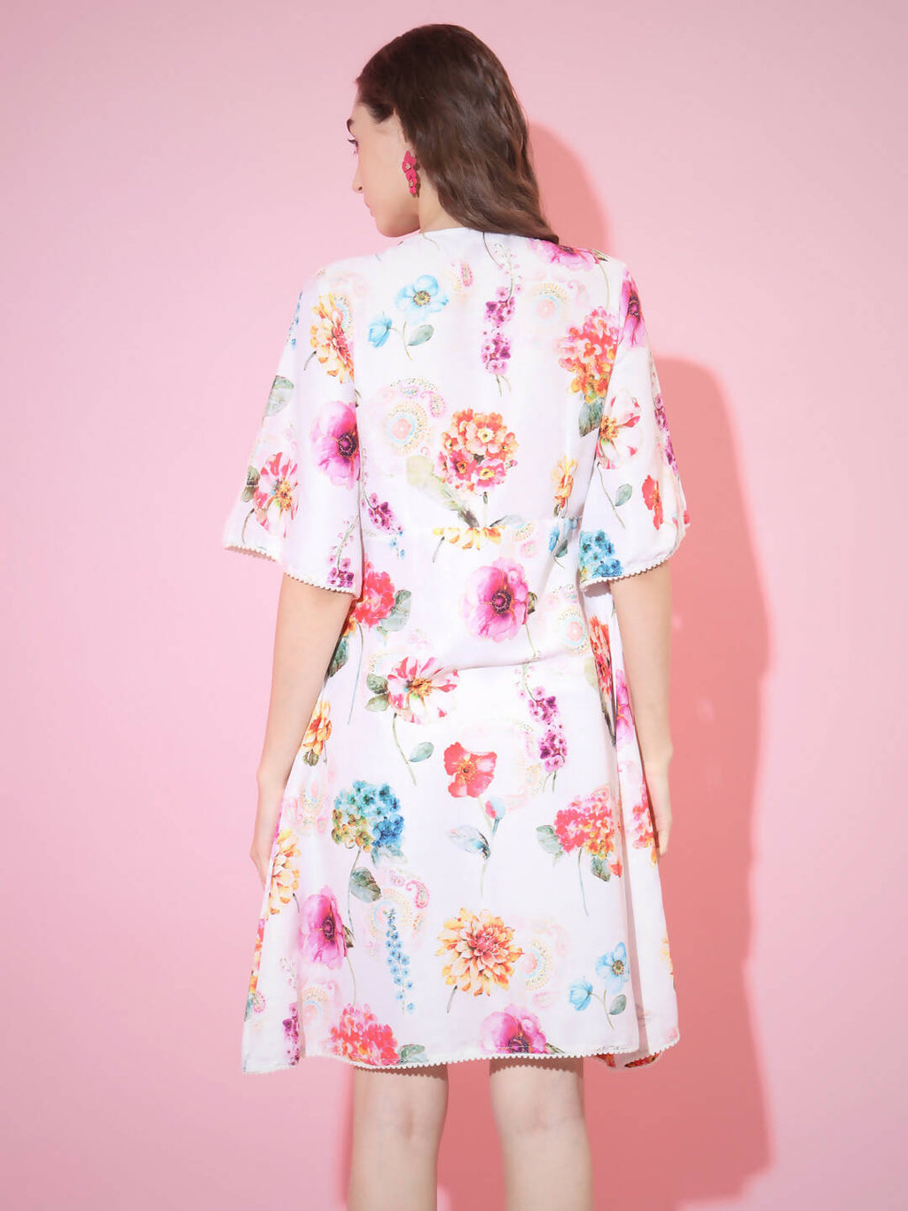 Myshka Women's Multi Floral Printed Empire Dress | Grocsy
