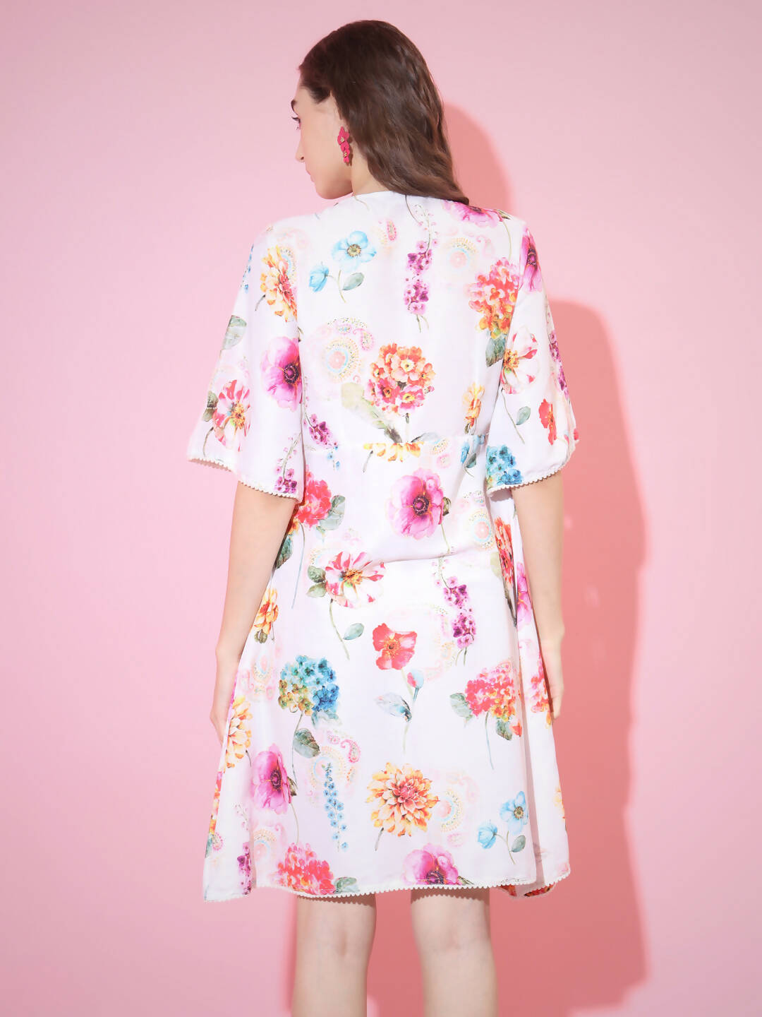 Myshka Women's Multi Floral Printed Empire Dress | Grocsy