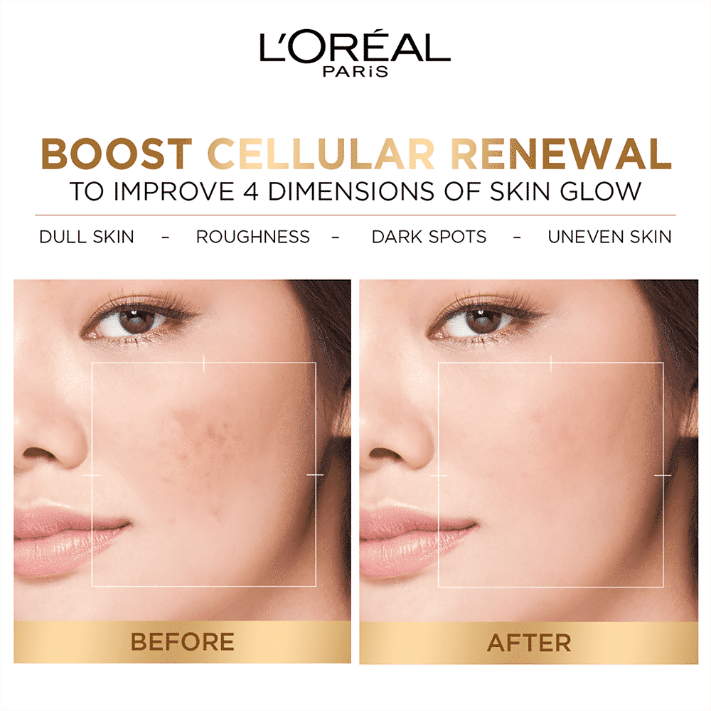 L'Oreal Paris Glycolic Acid Glowing And Protecting CSMS (Cleanser, Serum, Moisturizer, Sunscreen) Regime Kit | Grocsy