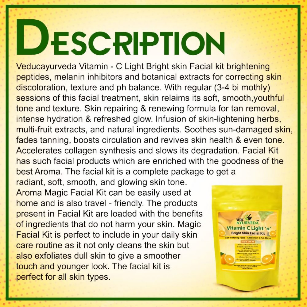 VedicAyurveda Vitamin C Light 'n' Bright Skin Facial kit | Grocsy