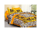 Vamika Printed Cotton Yellow Color Beautiful Bedsheet With Pillow Covers (LEOC_HTHY_Y) | Grocsy