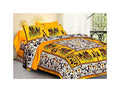 Vamika Printed Cotton Yellow Color Beautiful Bedsheet With Pillow Covers (LEOC_HTHY_Y) | Grocsy