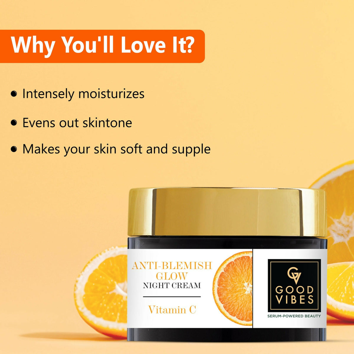 Good Vibes Anti-Blemish Vitamin C Glow Night Cream - Spotless, Brightening, Depigmentation, Reduces dark spot | Grocsy