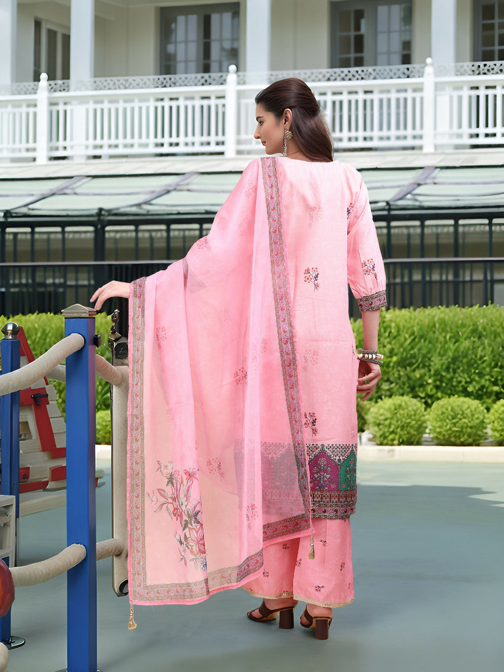 Joban Fashion Pink Position Digital Print With Position Foil Kurta Set | Grocsy