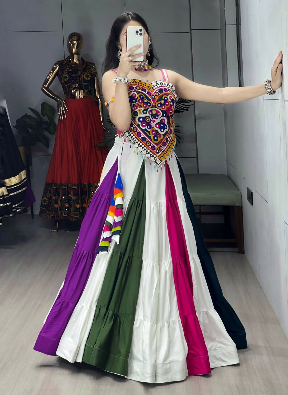 Yash Enterprise Multi Color Rayon Embroidery Semi Stitched Navratri Chaniya Choli | Grocsy