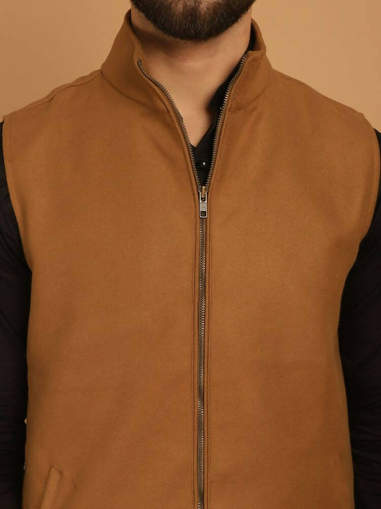 Even Apparels Pure Wool Nehru Jacket - Beige | Grocsy