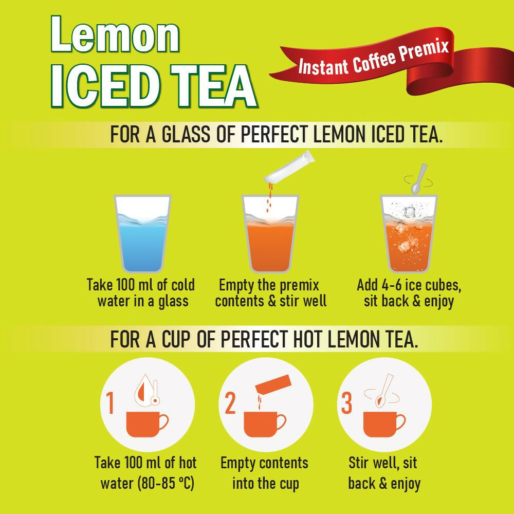 Naivedyam Lemon Iced Instant Tea Premix Powder Sachets | Grocsy
