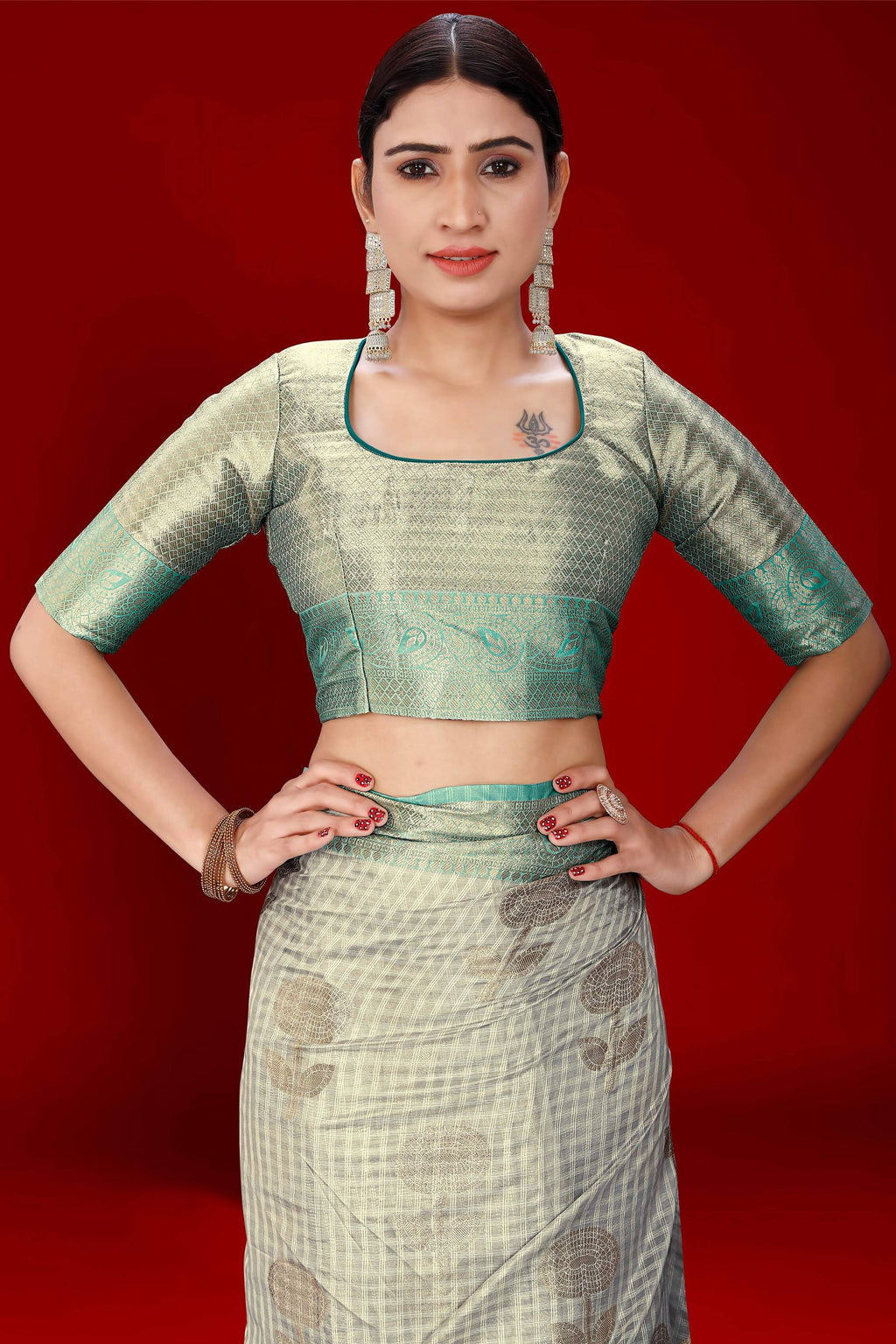 Grey Soft Organza Woven Design Saree With Unstitched Blouse Piece - Zaara | Grocsy