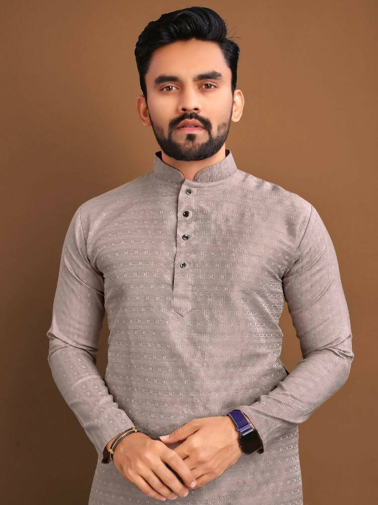 Indian Ethnic Mens Kurta Pajama Party Wear by Infinity Export - Light Brown | Grocsy