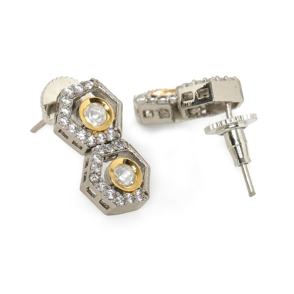 Duet Silver and Gold Earrings (Silver) - Ruby Raang | Grocsy