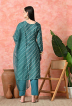Joban Fashion Green Premium Pure Viscose Print Dola With Handwork Kurta Set | Grocsy
