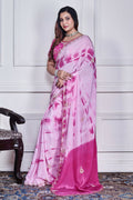 Morchari Pink Crepe Hand Embroidery Saree And Stitched Blouse | Grocsy