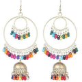 MS Fashion India Oxidized Silver Two Layered Hoop And Bali Earrings For Girls And Women | Grocsy