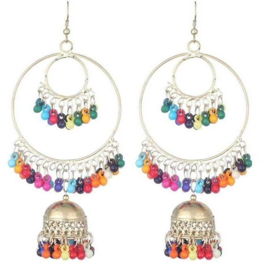 MS Fashion India Oxidized Silver Two Layered Hoop And Bali Earrings For Girls And Women | Grocsy
