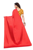 Vamika Plain Red Satin Saree (SATIN GLORY RED) | Grocsy