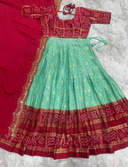 Teeya Creation New Latest Trendy Heavy Foil Print Work Lehenga Choli Set - Aqua-Blue | Grocsy