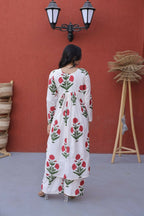 Teeya Creation Womens New Trendy Summer War Printed Cotton Gown Set-Red | Grocsy