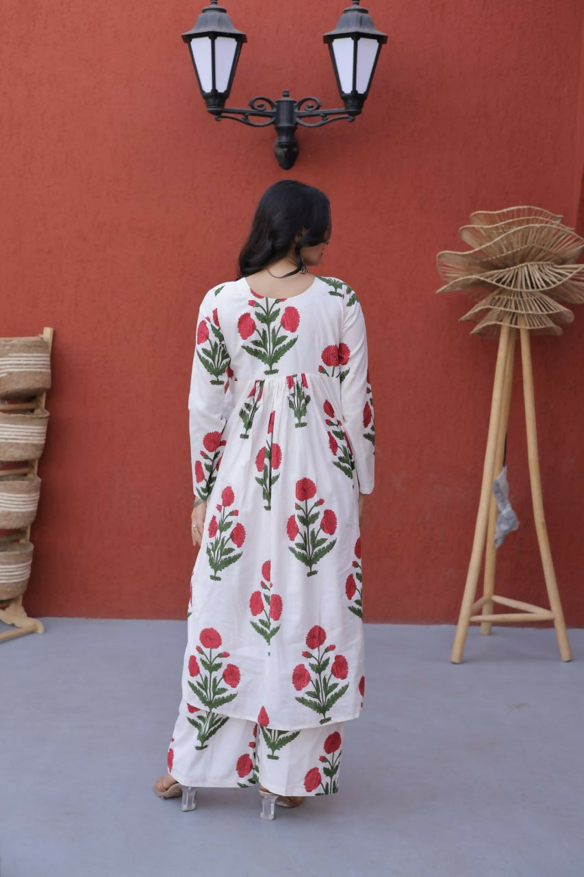 Teeya Creation Womens New Trendy Summer War Printed Cotton Gown Set-Red | Grocsy