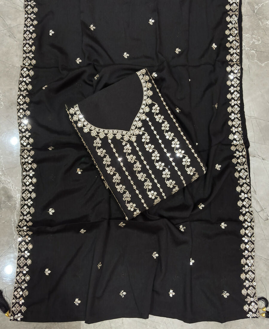 KC Latest Cocktail Wear Black Chinon Sharara Suit For Women | Grocsy
