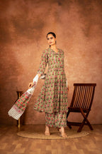Joban Fashion Green Hand Block Printed Cotton Suit Set | Grocsy