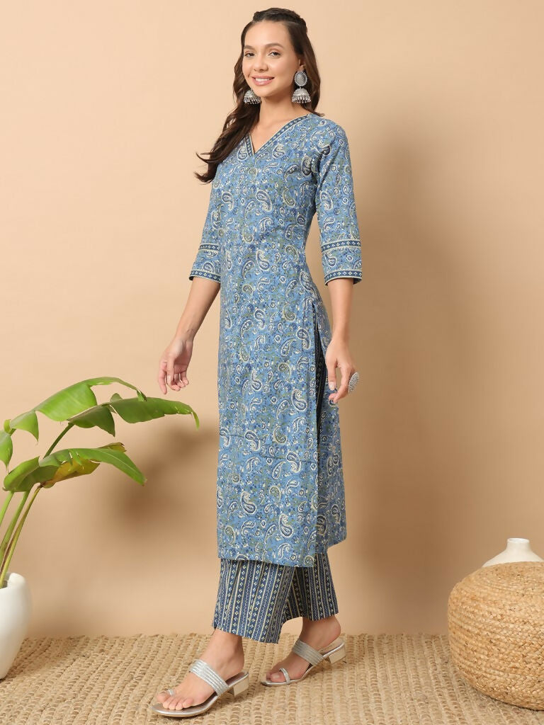 FIORRA Women's Wine Cotton Straight Kurta Set | Grocsy