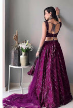 Jyoti Fashion Wine Thread Embroidery Faux Georgette Designer Lehenga Choli with Dupatta | Grocsy